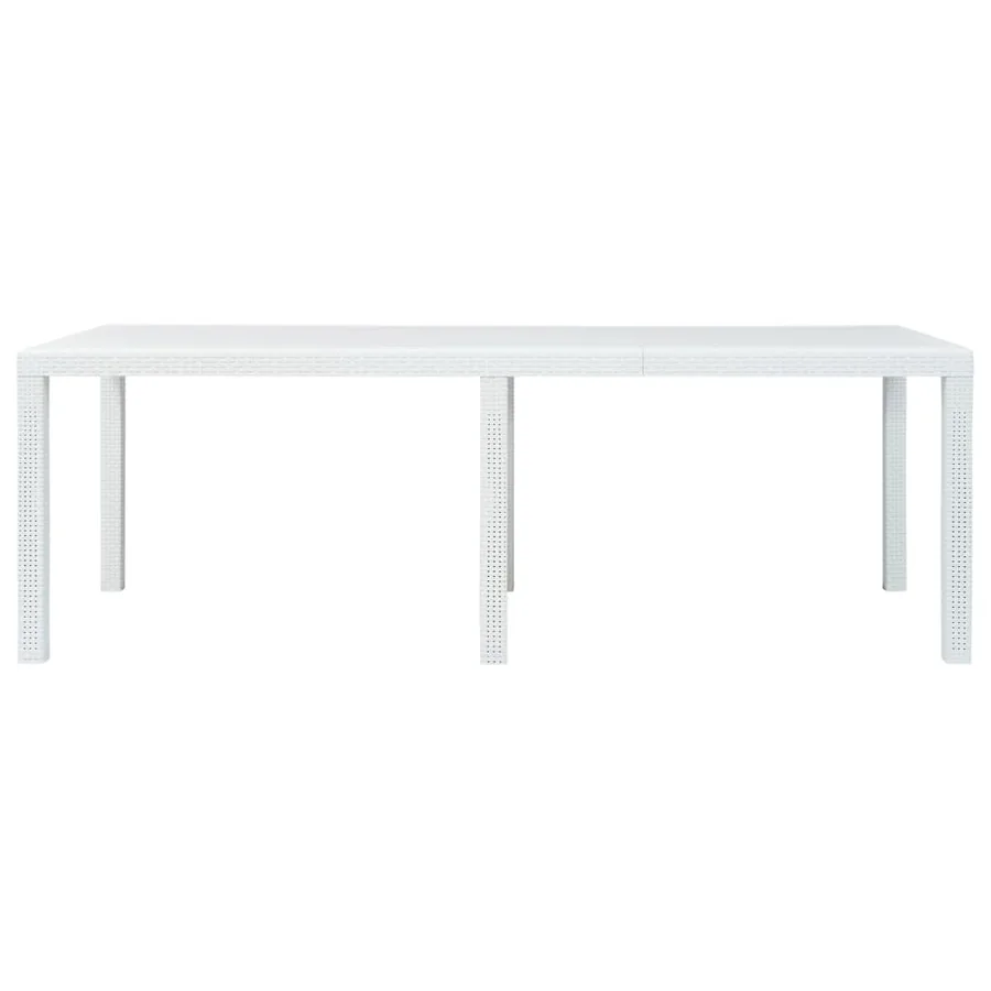 Table de jardin Blanc 220x90x72 cm Plastique Aspect de rotin - 2