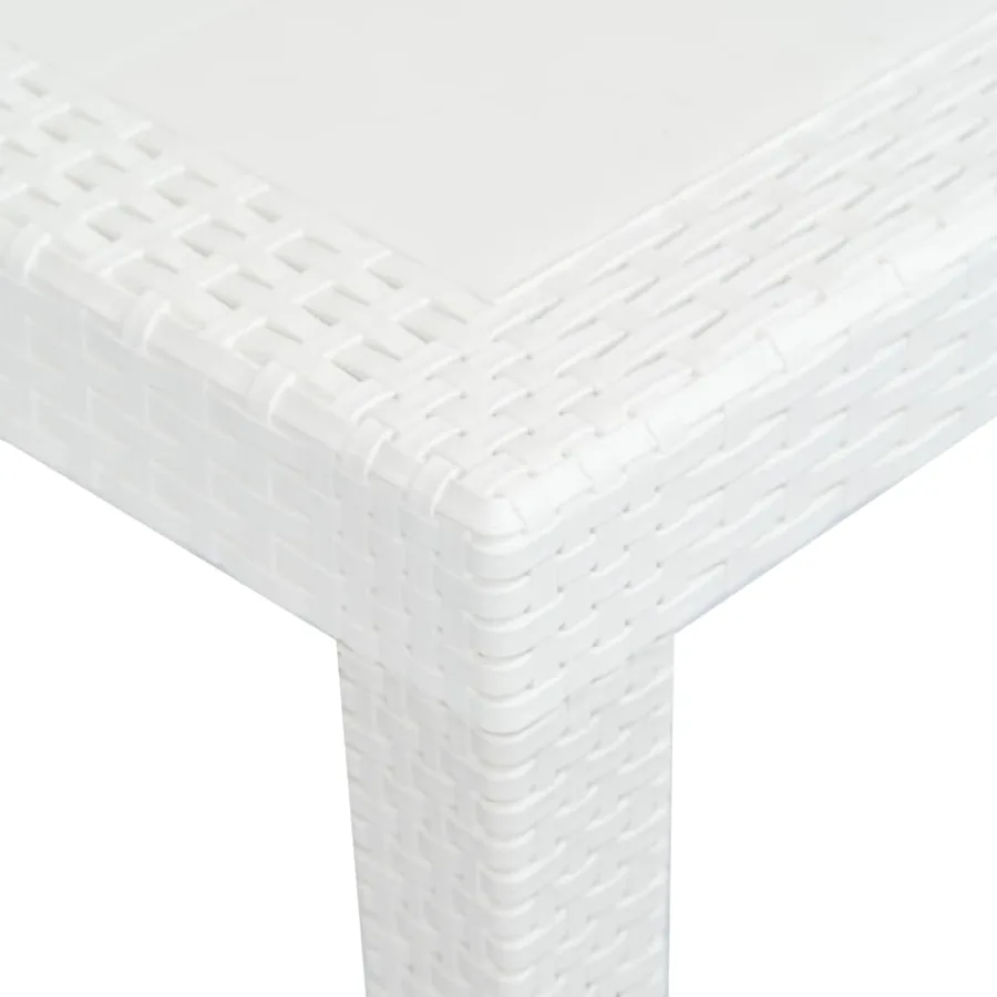 Table de jardin Blanc 220x90x72 cm Plastique Aspect de rotin - 3