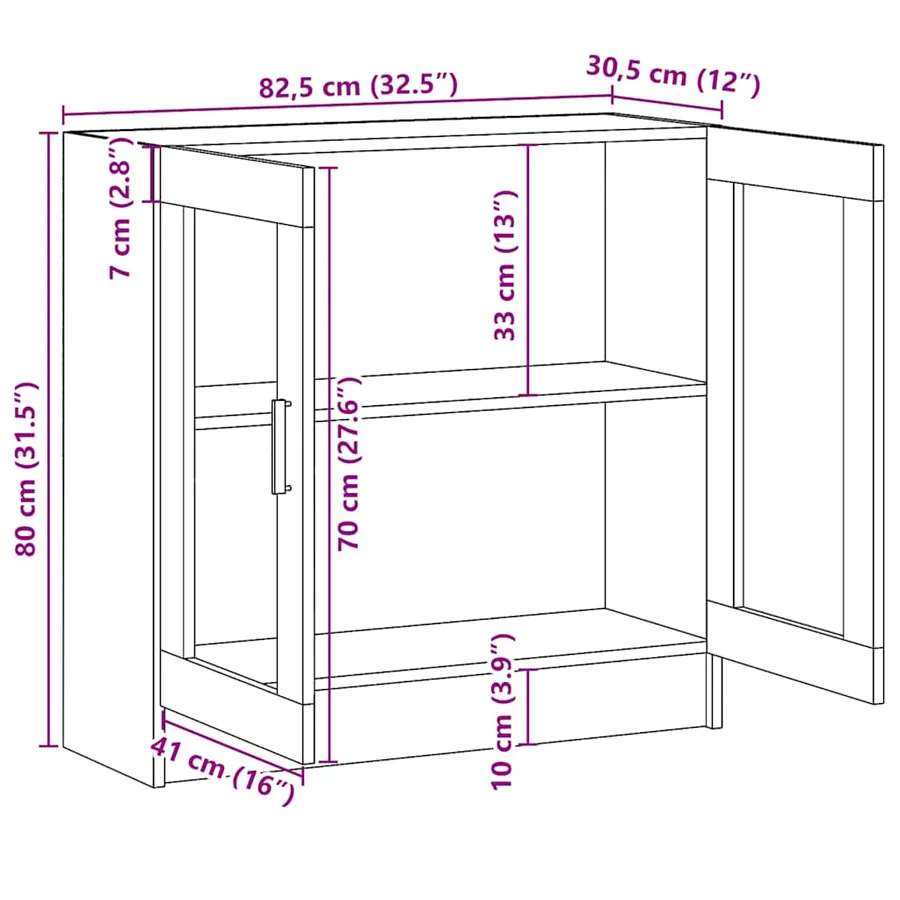 Armoire à vitrine Gris béton 82,5x30,5x80 cm Bois d'ingénierie - 8