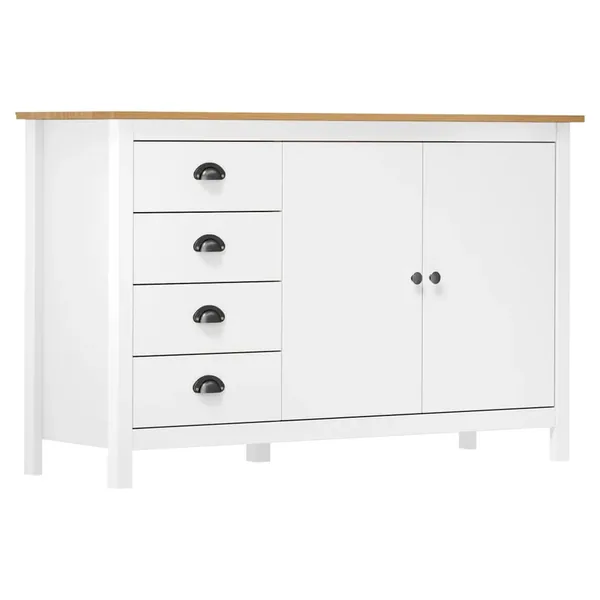 Buffet Hill Blanc 130x40x80 cm Bois de pin solide