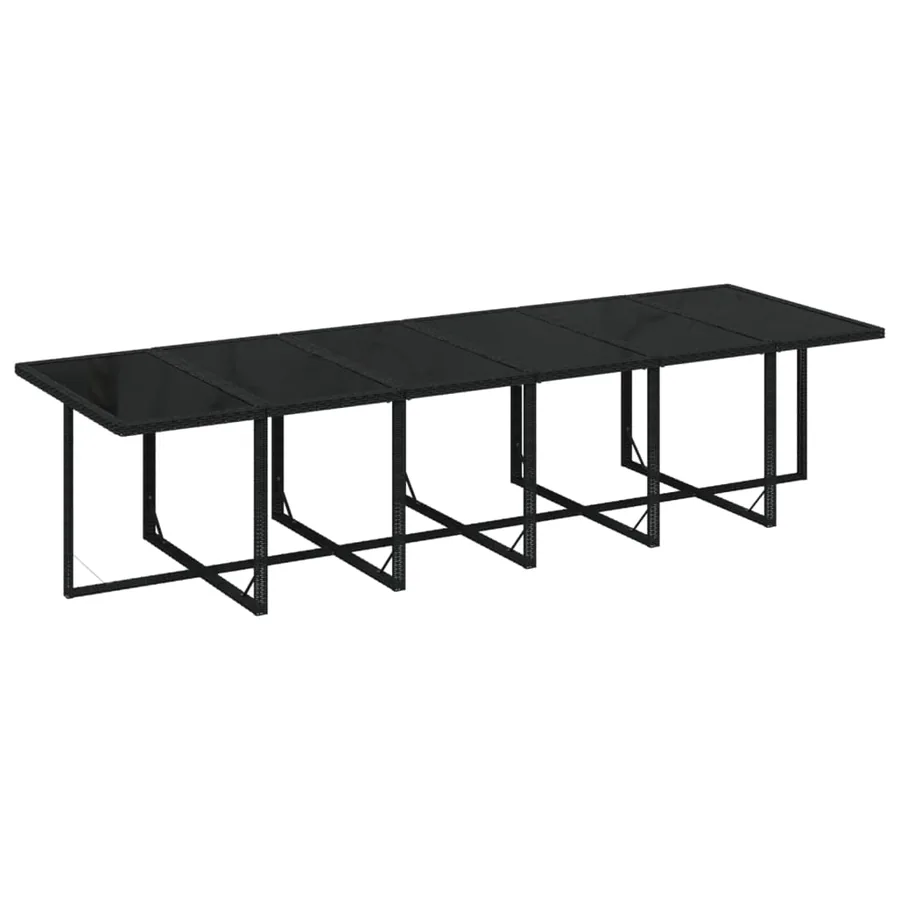Ensemble à manger de jardin coussins 17 pcs Résine tressée Noir - 4