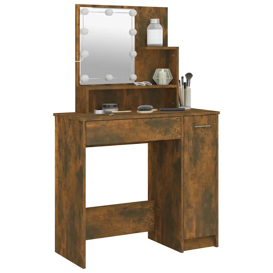 Coiffeuse avec LED Chêne fumé 86,5x35x136 cm - 12