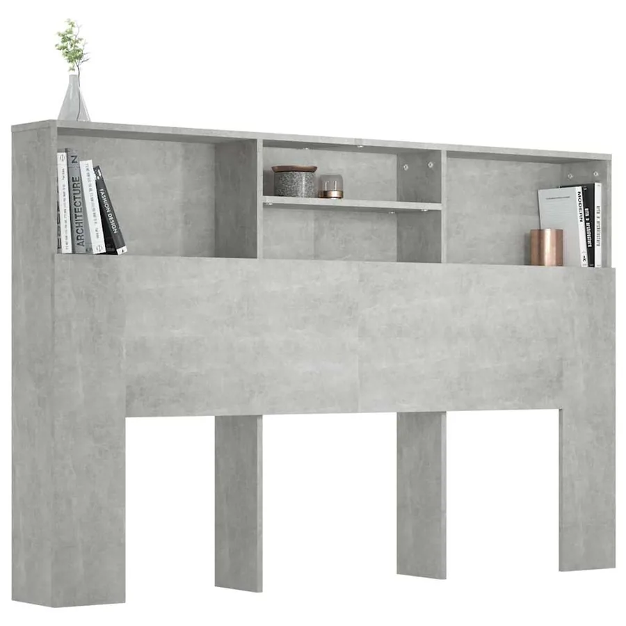Armoire de tête de lit Gris béton 160x19x103,5 cm - 4