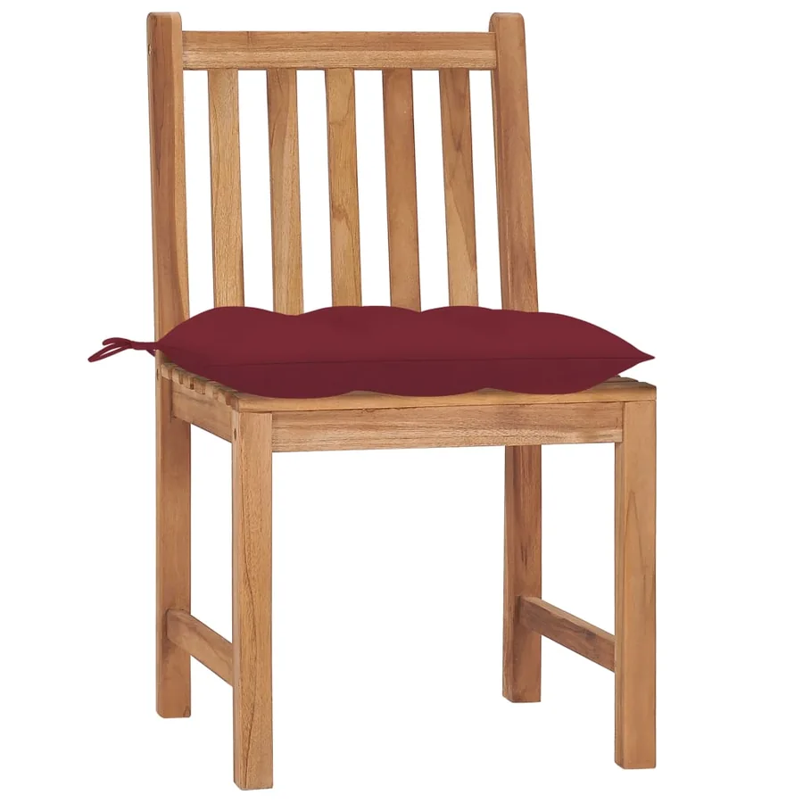 Chaises de jardin lot de 6 avec coussins Bois de teck massif - 3