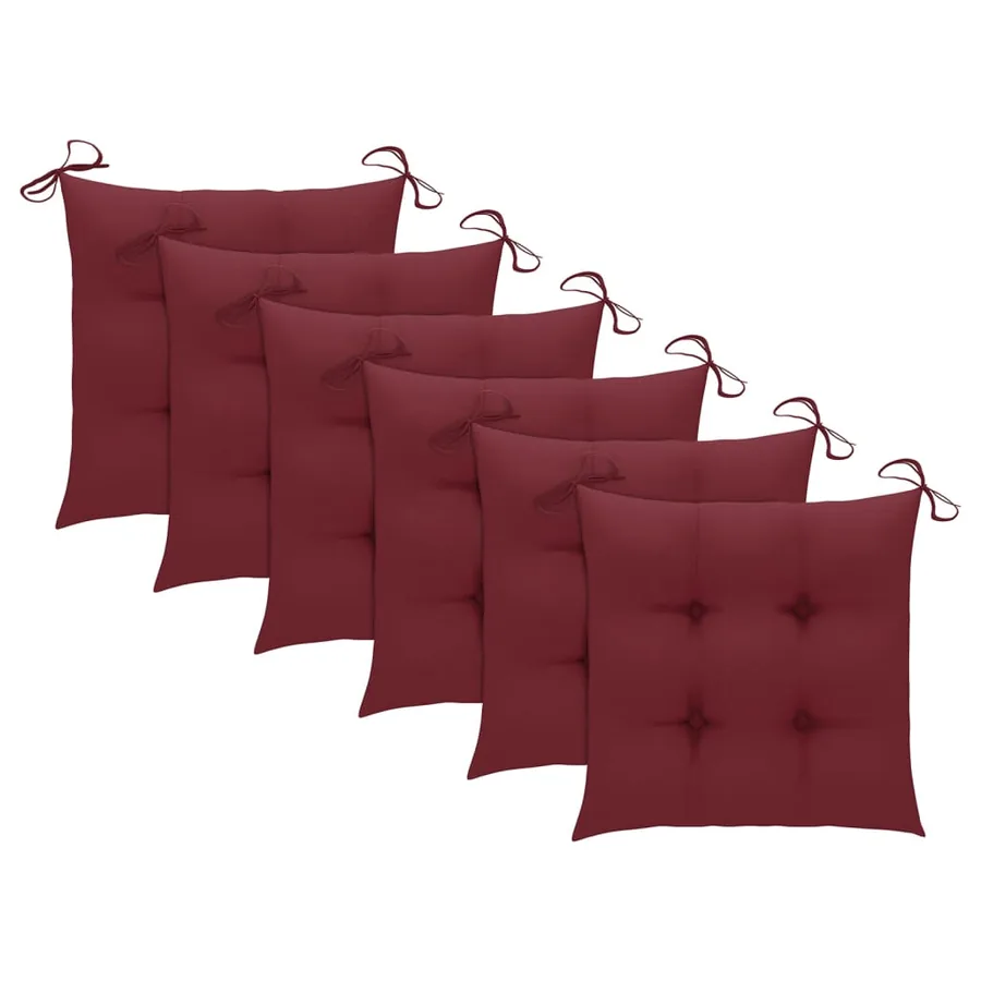 Chaises de jardin lot de 6 avec coussins Bois de teck massif - 6