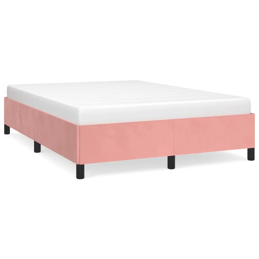 Cadre de lit sans matelas rose 140x200 cm velours - 2
