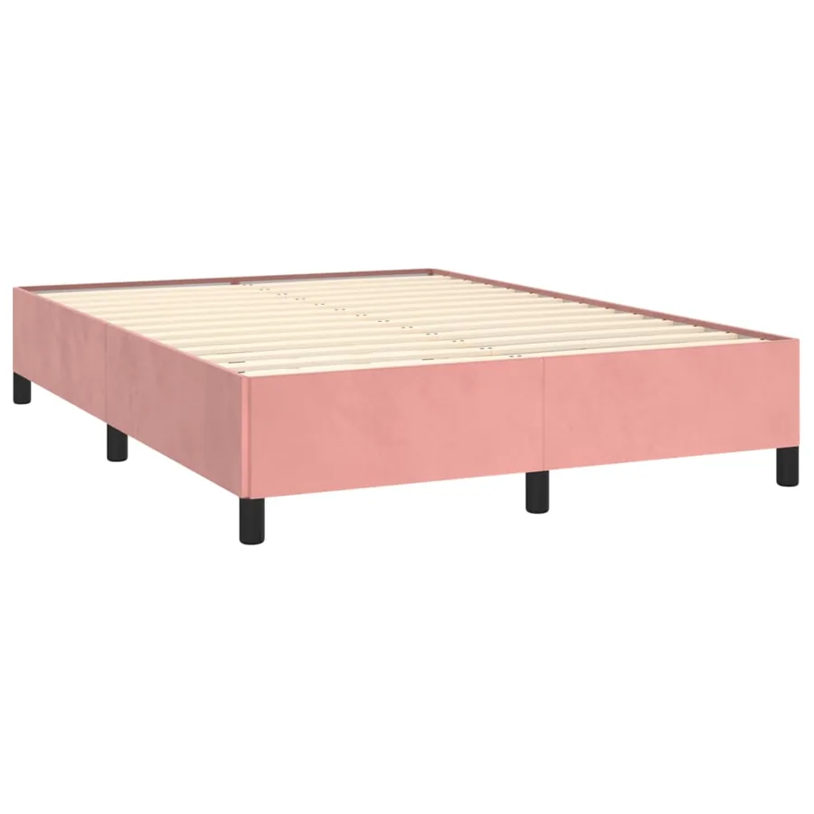 Cadre de lit sans matelas rose 140x200 cm velours - 4