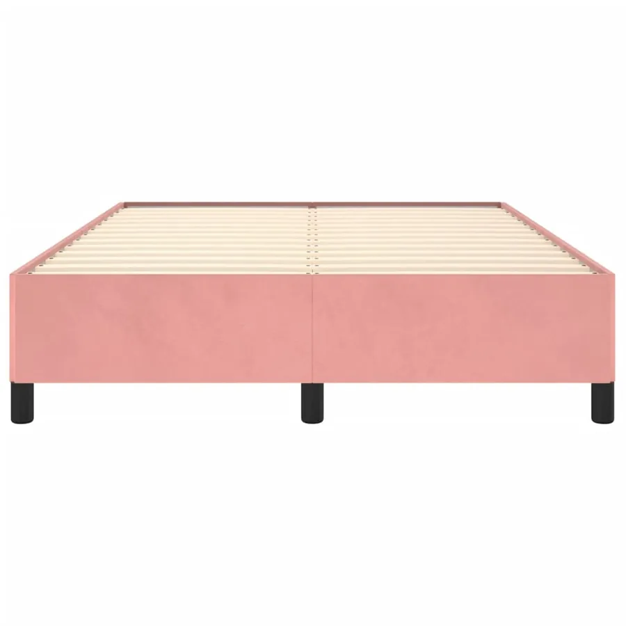 Cadre de lit sans matelas rose 140x200 cm velours - 5