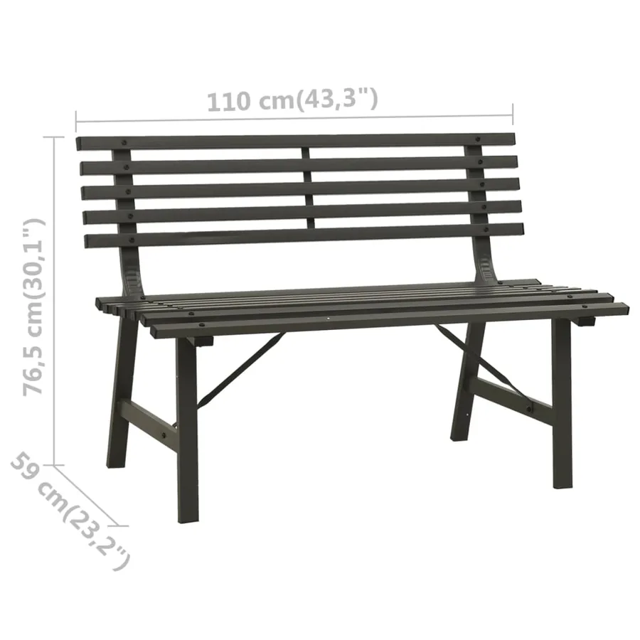 Banc de jardin 110 cm Acier Noir - 7