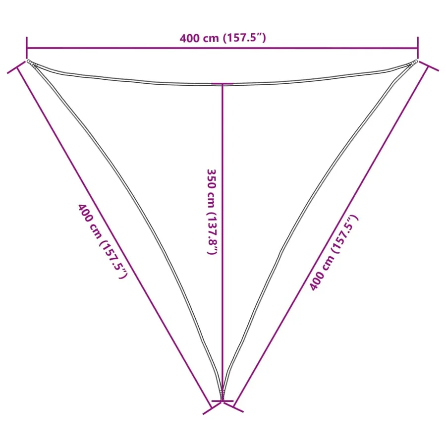 Voile de parasol tissu oxford triangulaire 4x4x4 m noir - 10