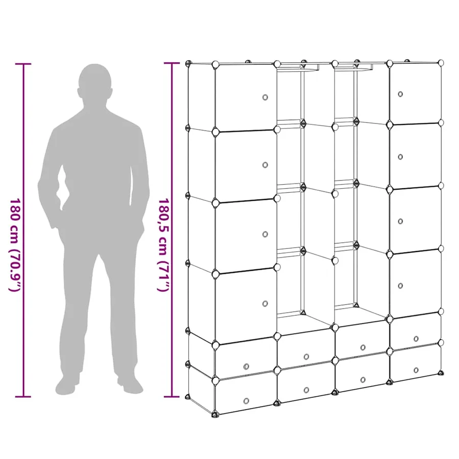 Cabinet modulable avec 18 compartiments blanc 37x146x180,5 cm - 9