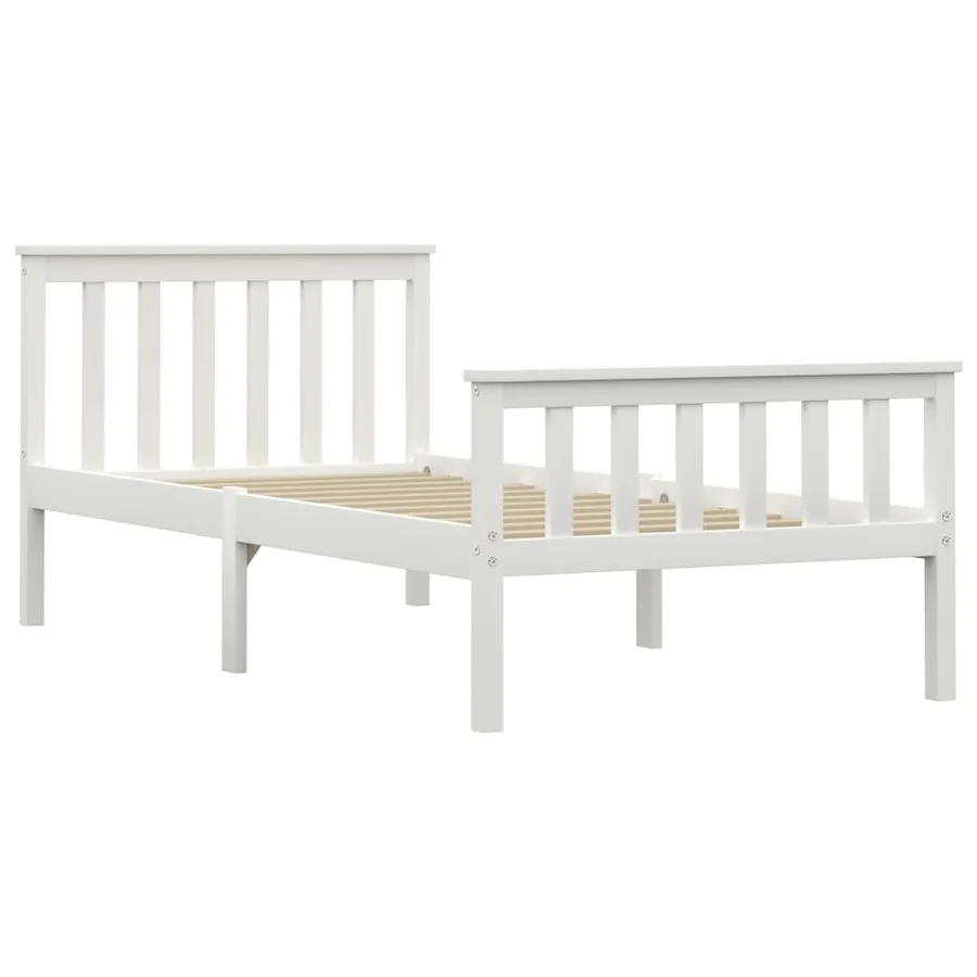 Cadre de lit sans matelas blanc bois de pin massif 100x200 cm - 2