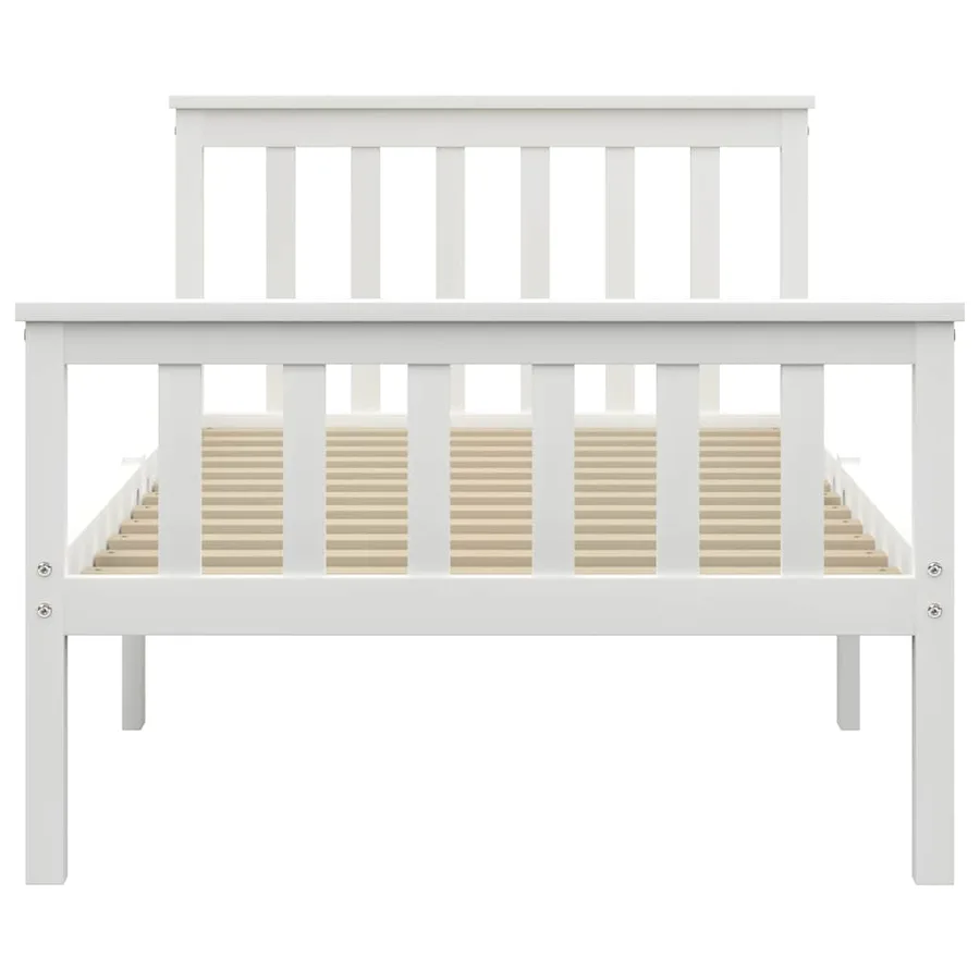 Cadre de lit sans matelas blanc bois de pin massif 100x200 cm - 3