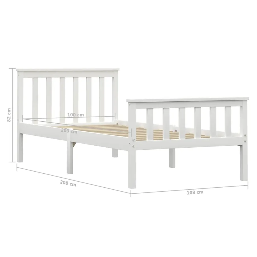 Cadre de lit sans matelas blanc bois de pin massif 100x200 cm - 6