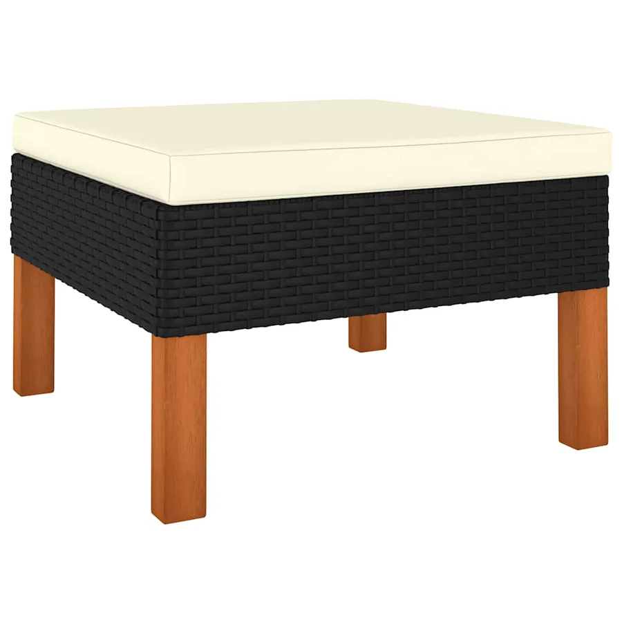 Salon de jardin 5 pcs avec coussins Résine tressée Noir - 5