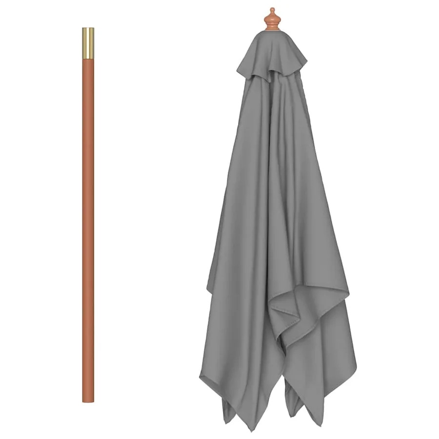 Parasol d'extérieur avec mât en bois 150x200 cm anthracite - 5