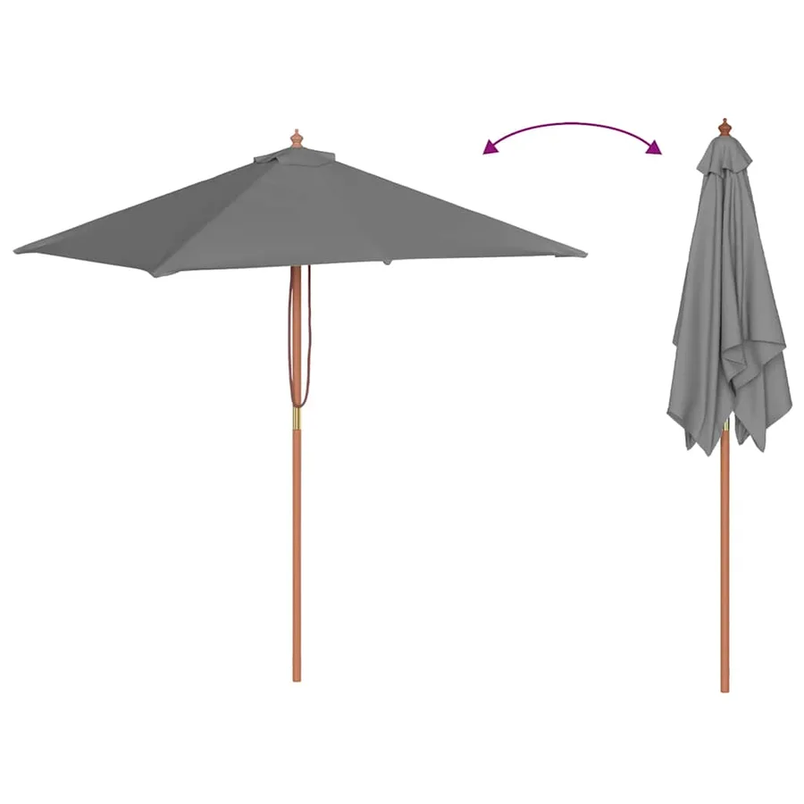 Parasol d'extérieur avec mât en bois 150x200 cm anthracite - 6