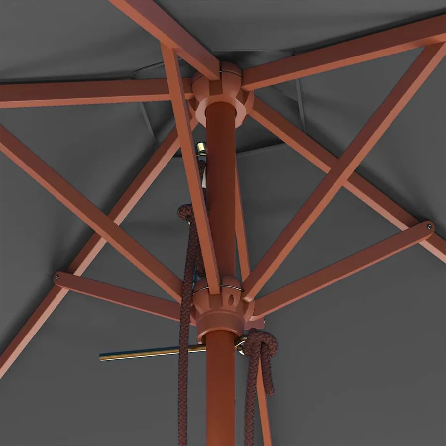 Parasol d'extérieur avec mât en bois 150x200 cm anthracite - 8