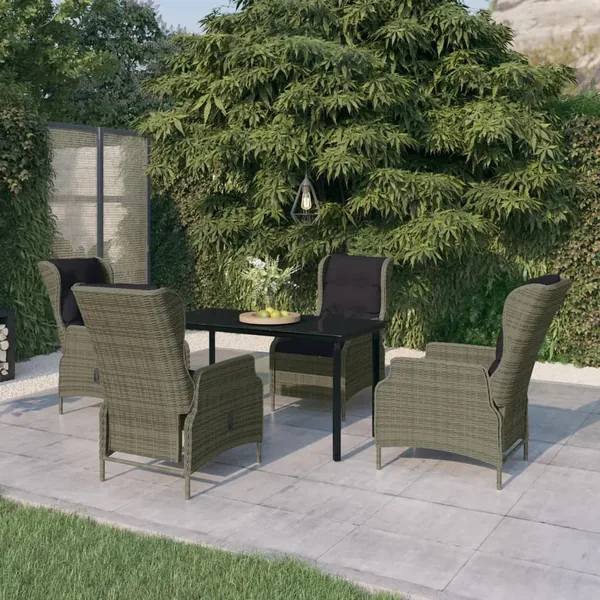 Ensemble à manger de jardin 5 pcs Marron
