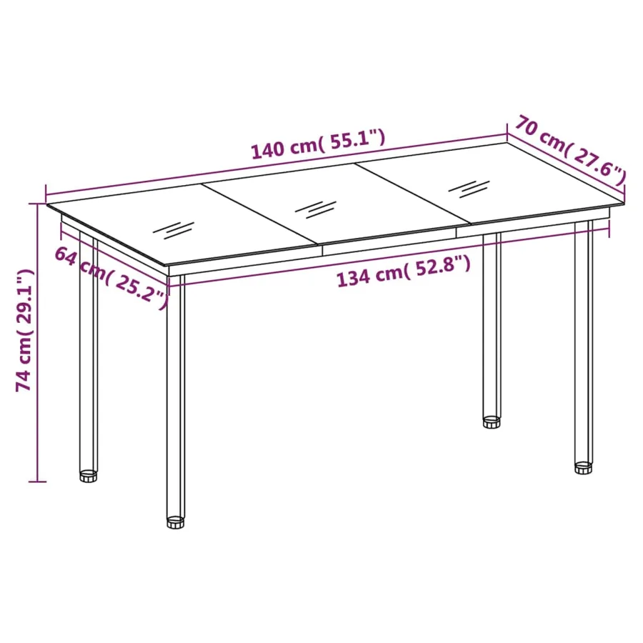 Ensemble à manger de jardin 5 pcs Marron - 8