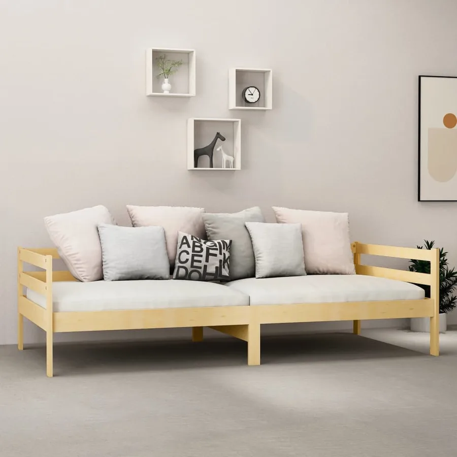 Lit de repos avec matelas 90x200 cm Bois de pin massif - 3