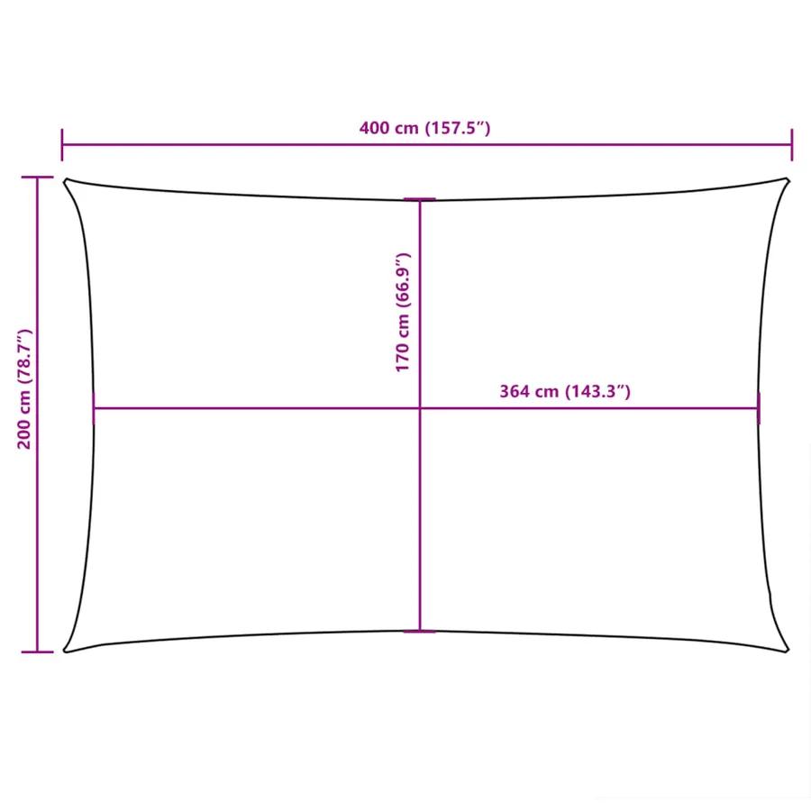 Voile de parasol tissu oxford rectangulaire 2x4 m noir - 10