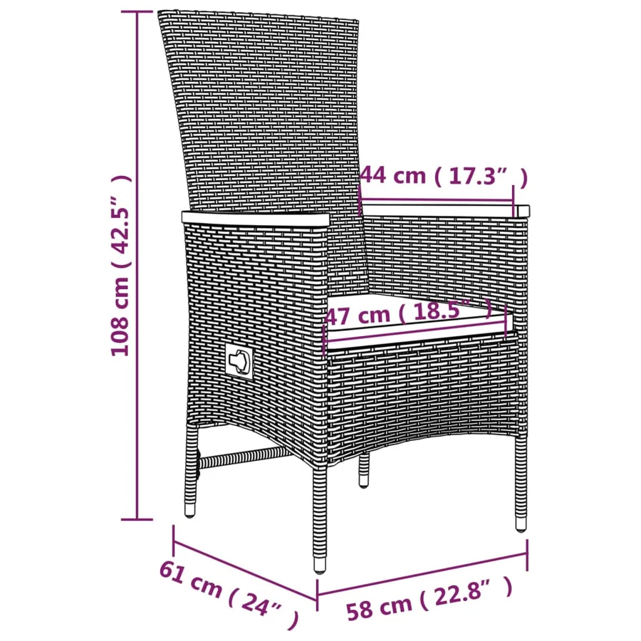 Ensemble à manger de jardin 9 pcs avec coussins Gris - 11