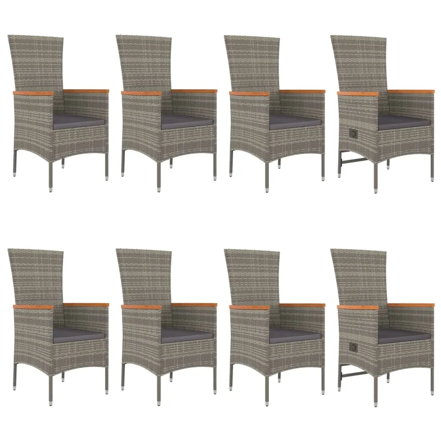Ensemble à manger de jardin 9 pcs avec coussins Gris - 4