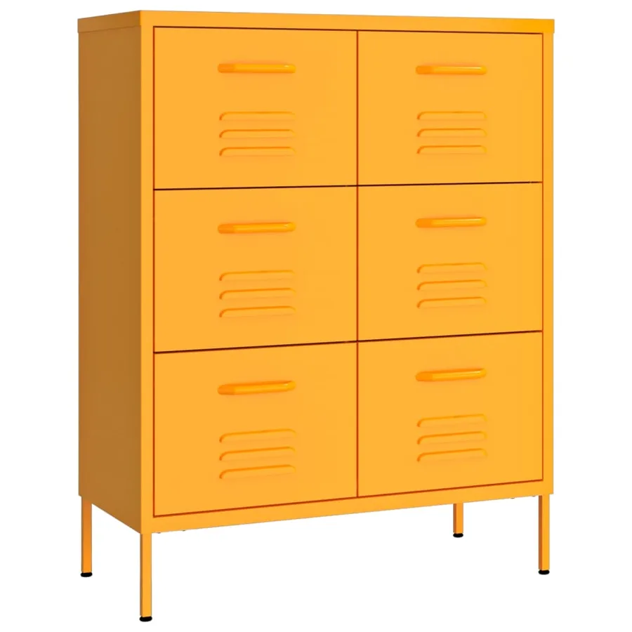 Armoire à tiroirs Jaune moutarde 80x35x101,5 cm Acier - 2