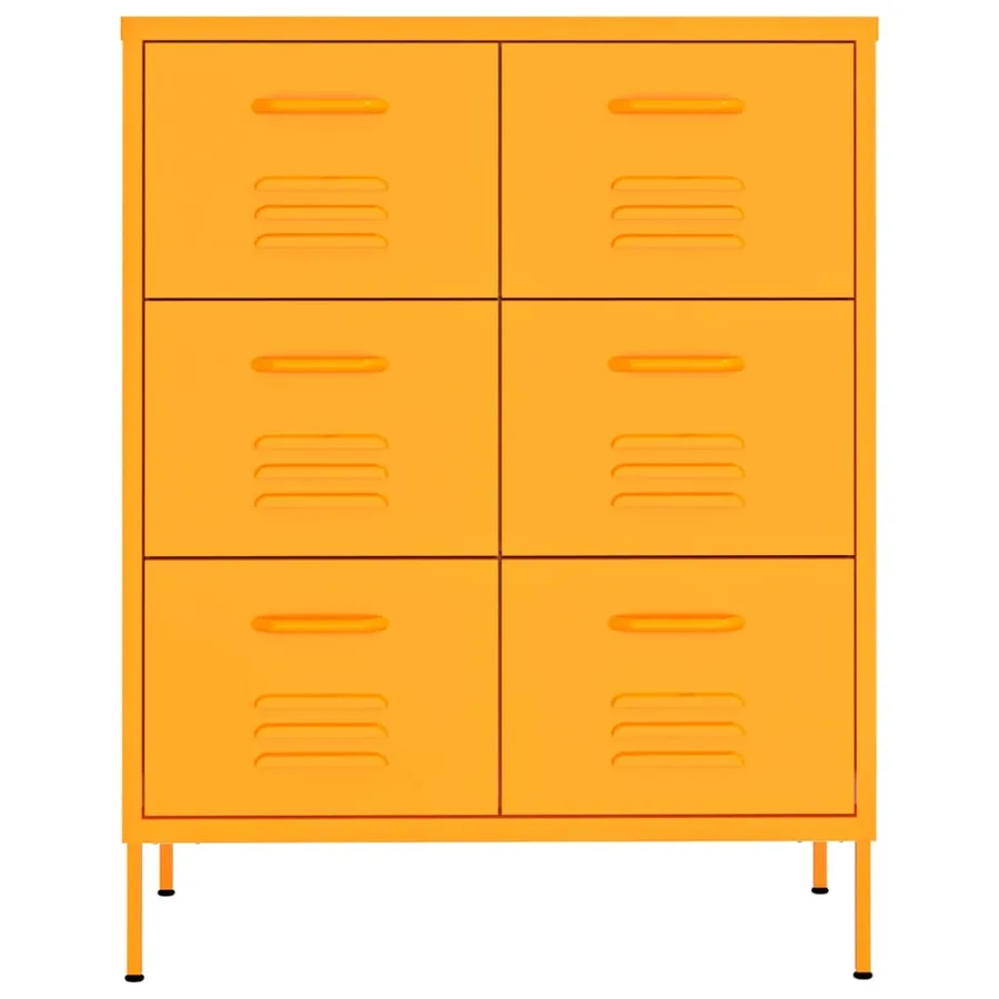 Armoire à tiroirs Jaune moutarde 80x35x101,5 cm Acier - 3