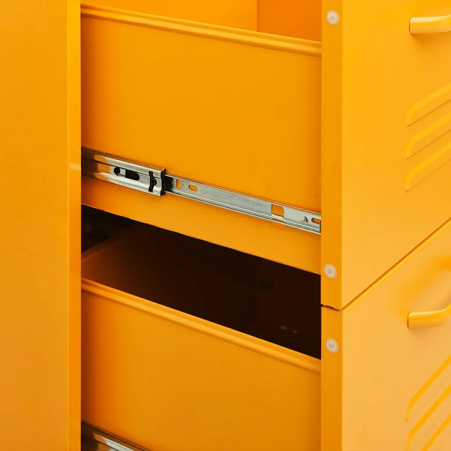 Armoire à tiroirs Jaune moutarde 80x35x101,5 cm Acier - 8