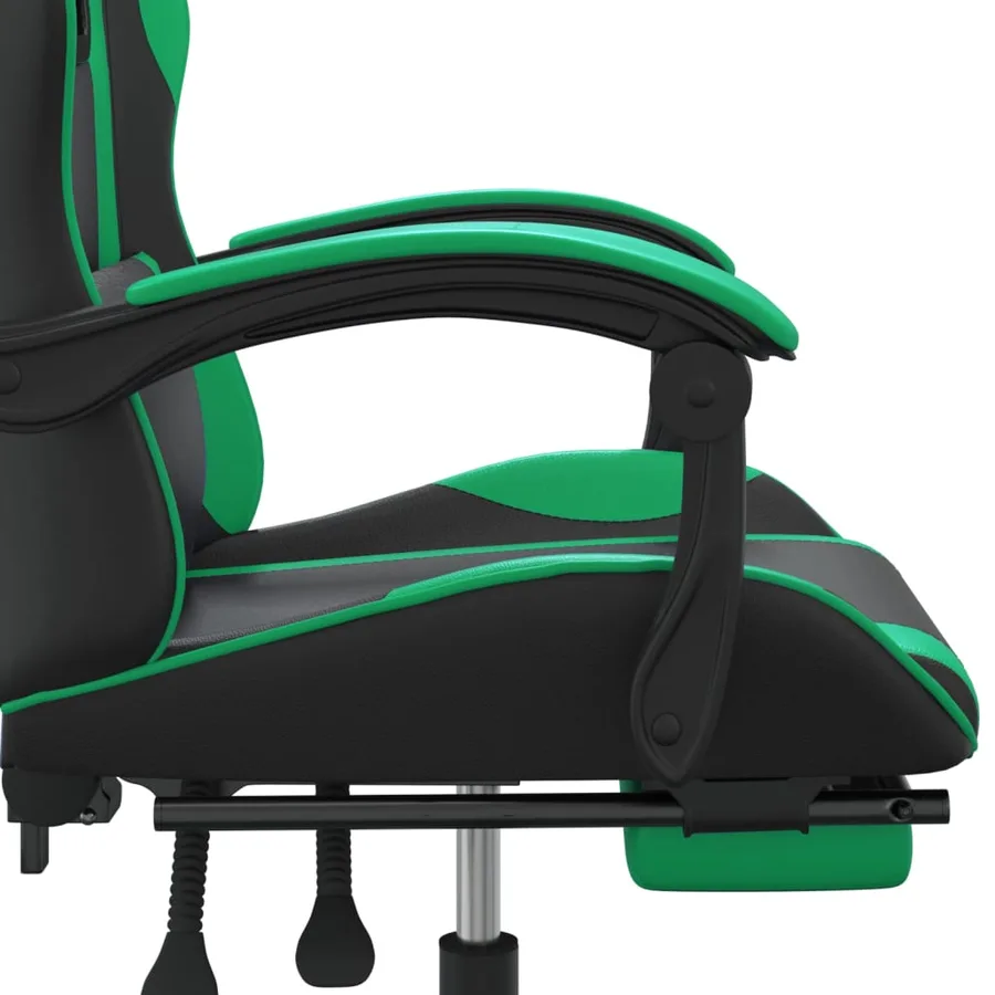 Chaise de jeu pivotante et repose-pied Noir et vert Similicuir - 8