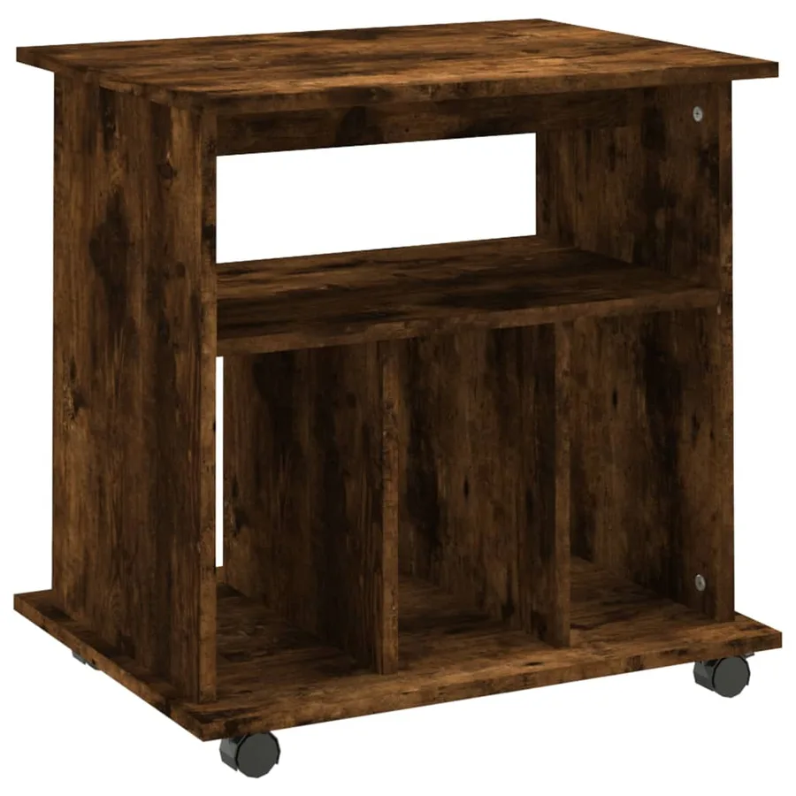 Armoire roulante Chêne fumé 60x45x60 cm Bois d'ingénierie - 2