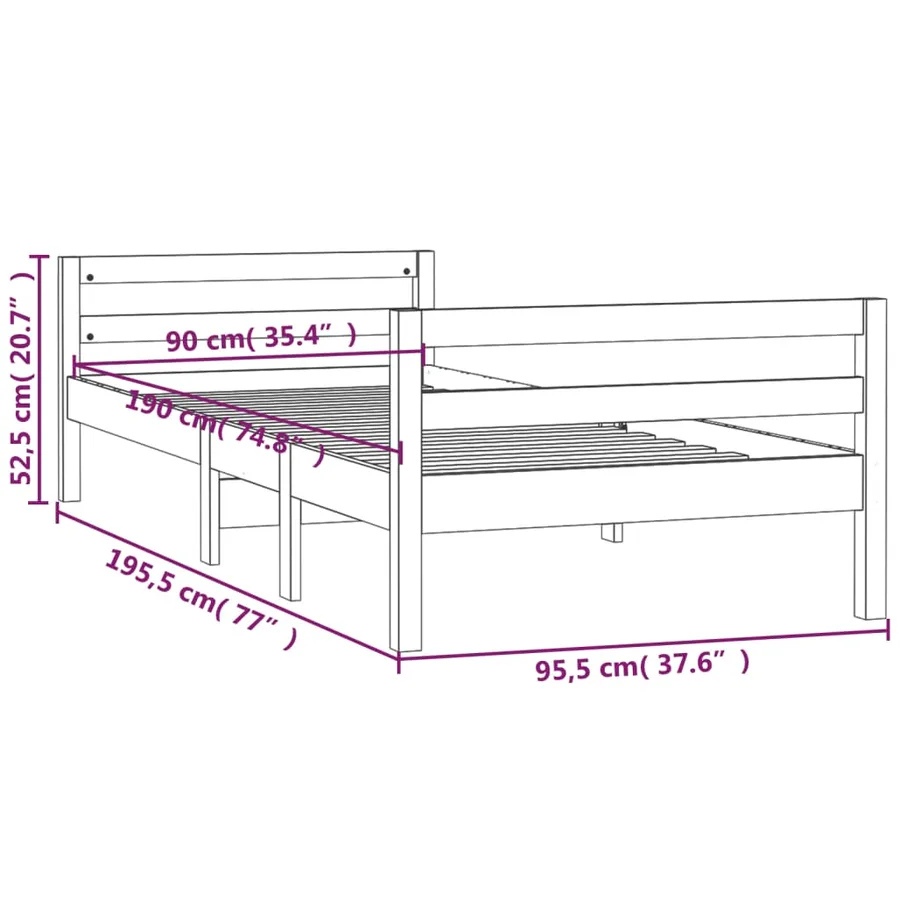 Cadre de lit sans matelas 90x190 cm bois de pin massif - 8