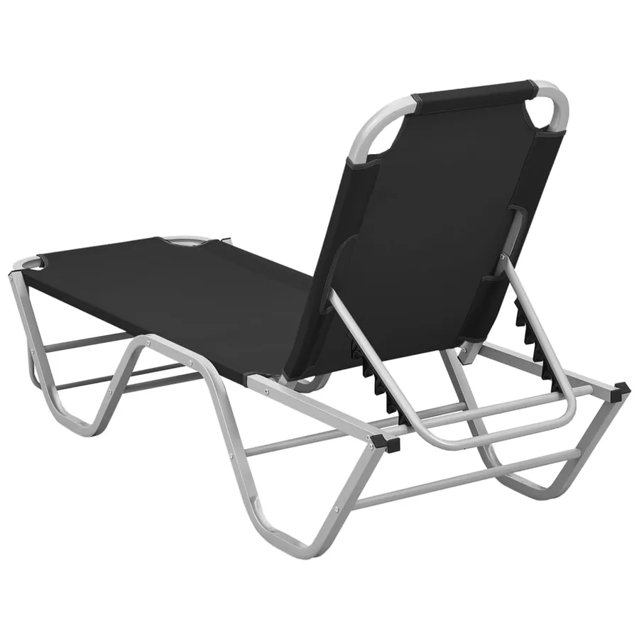 Chaise longue aluminium et textilène noir - 4