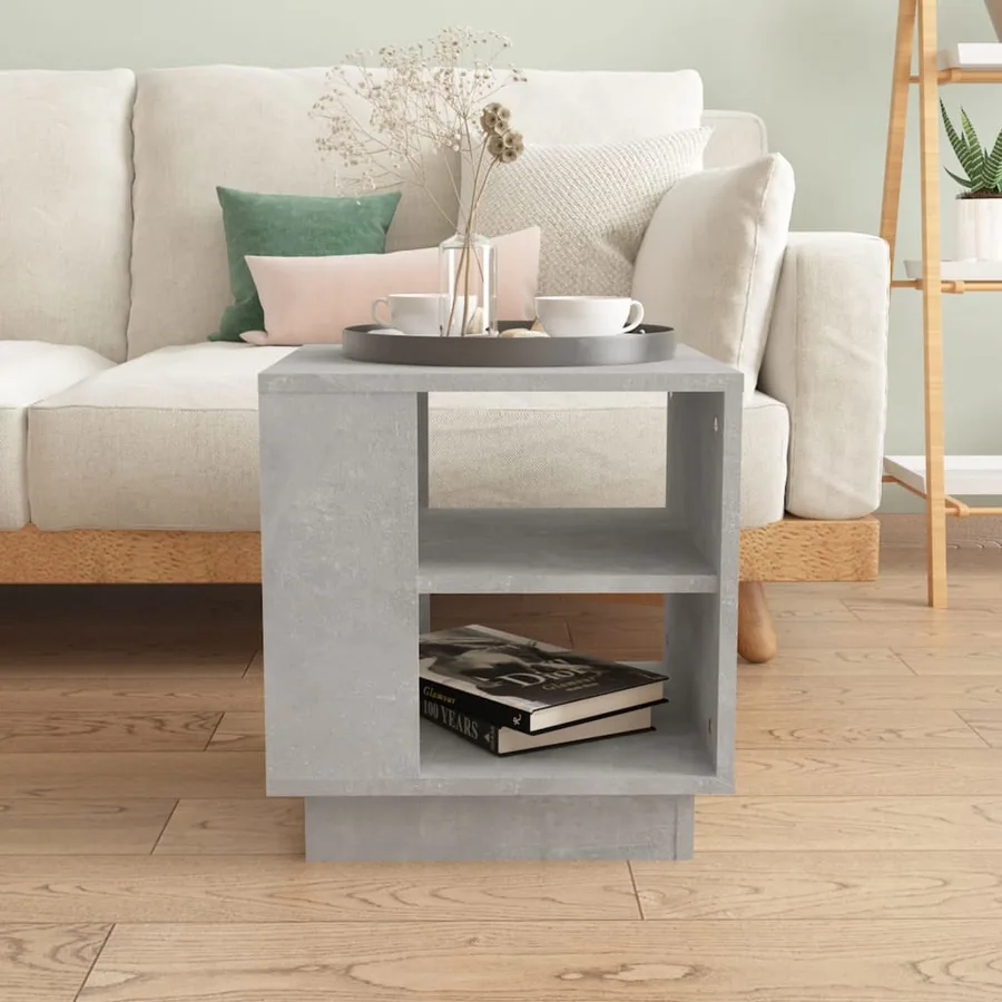 Table basse gris béton 40x40x43 cm bois d'ingénierie - 3