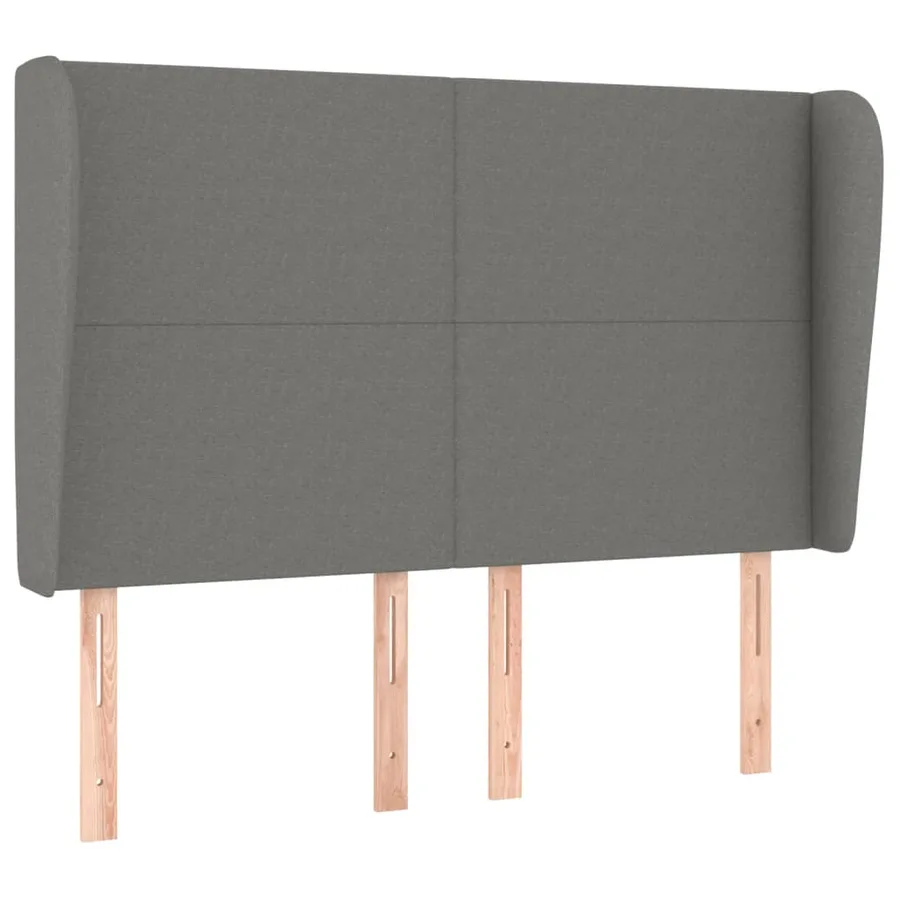 Tête de lit avec oreilles Gris foncé 147x23x118/128 cm Tissu - 2