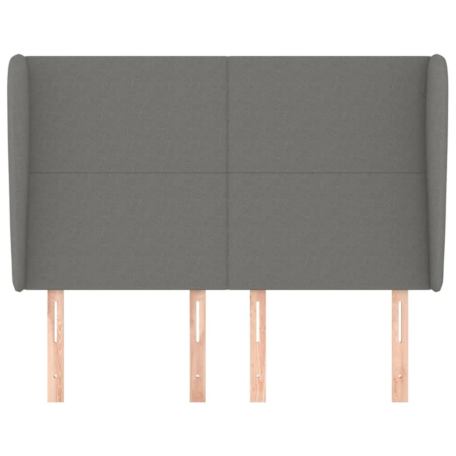 Tête de lit avec oreilles Gris foncé 147x23x118/128 cm Tissu - 3