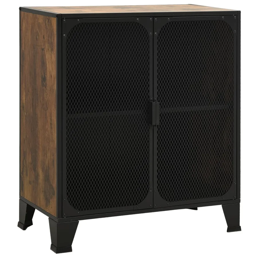 Armoire de rangement Marron rustique 72x36x82 cm Métal et MDF - 2