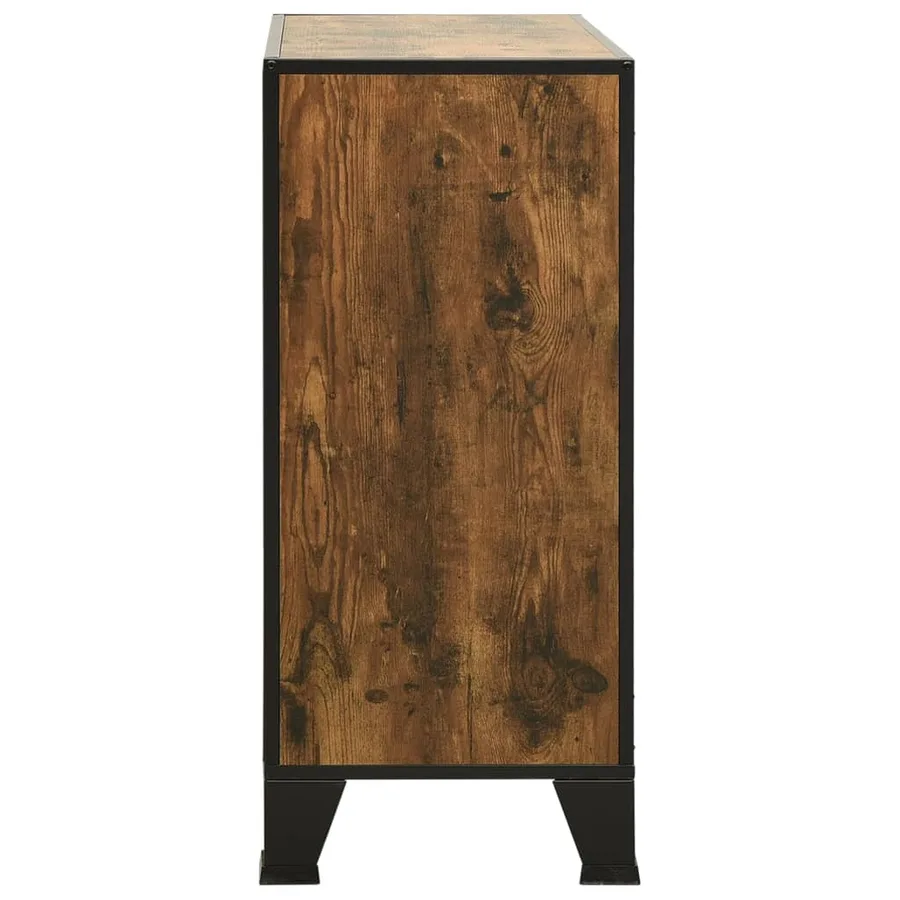 Armoire de rangement Marron rustique 72x36x82 cm Métal et MDF - 4