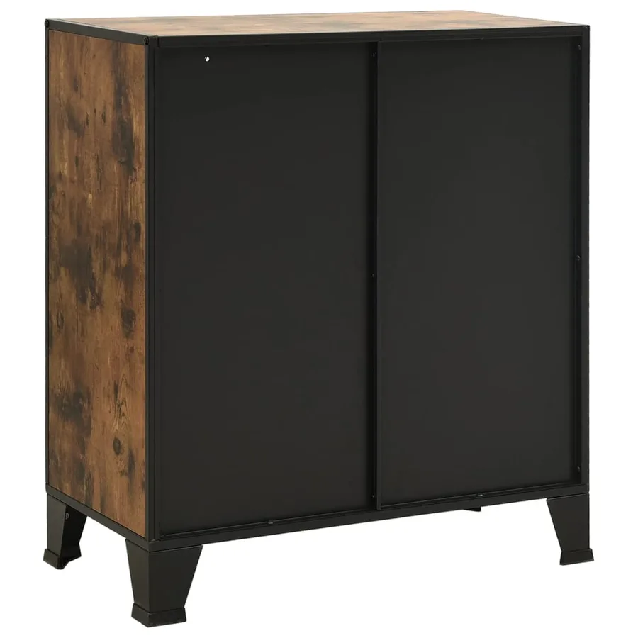 Armoire de rangement Marron rustique 72x36x82 cm Métal et MDF - 5
