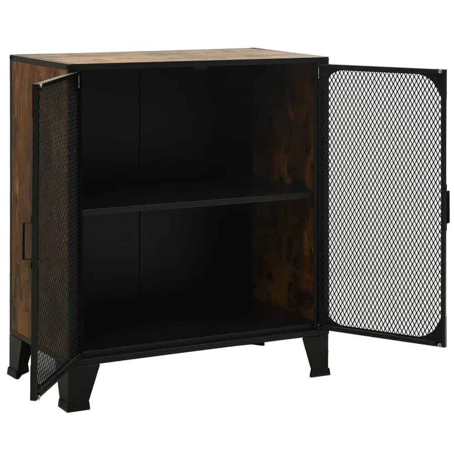Armoire de rangement Marron rustique 72x36x82 cm Métal et MDF - 6
