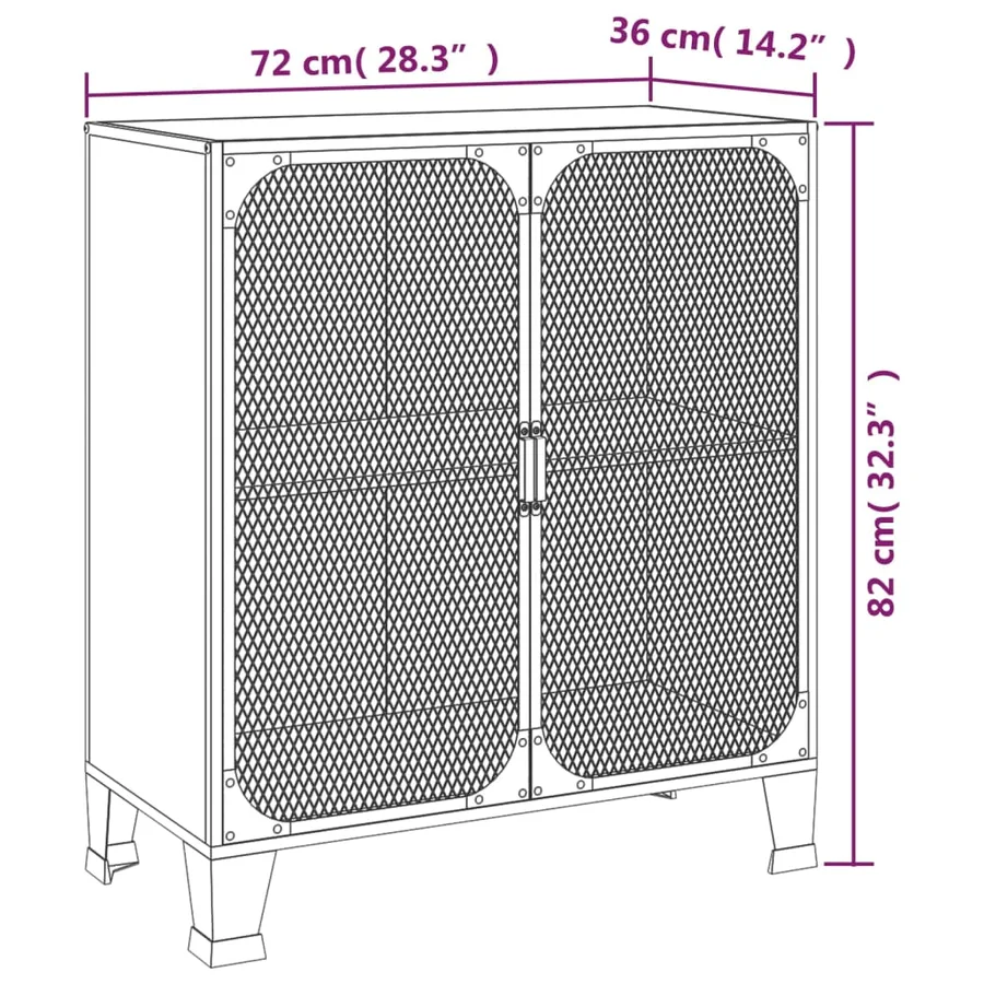 Armoire de rangement Marron rustique 72x36x82 cm Métal et MDF - 9