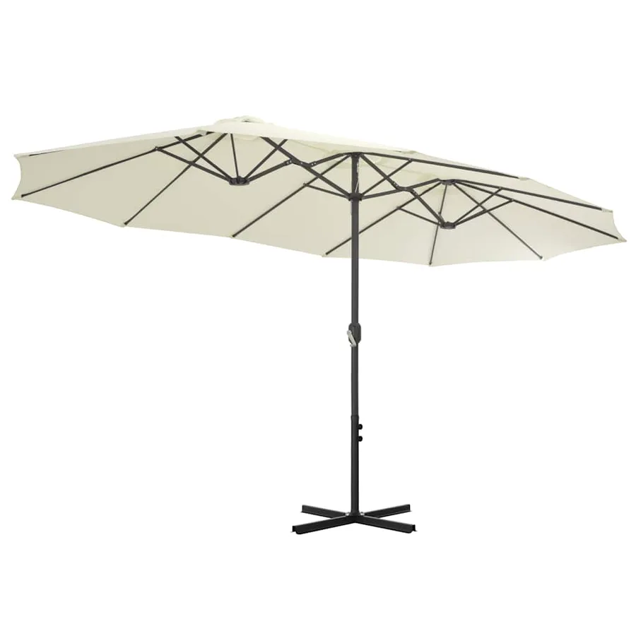 Parasol d'extérieur et poteau en aluminium 460x270 cm sable - 4