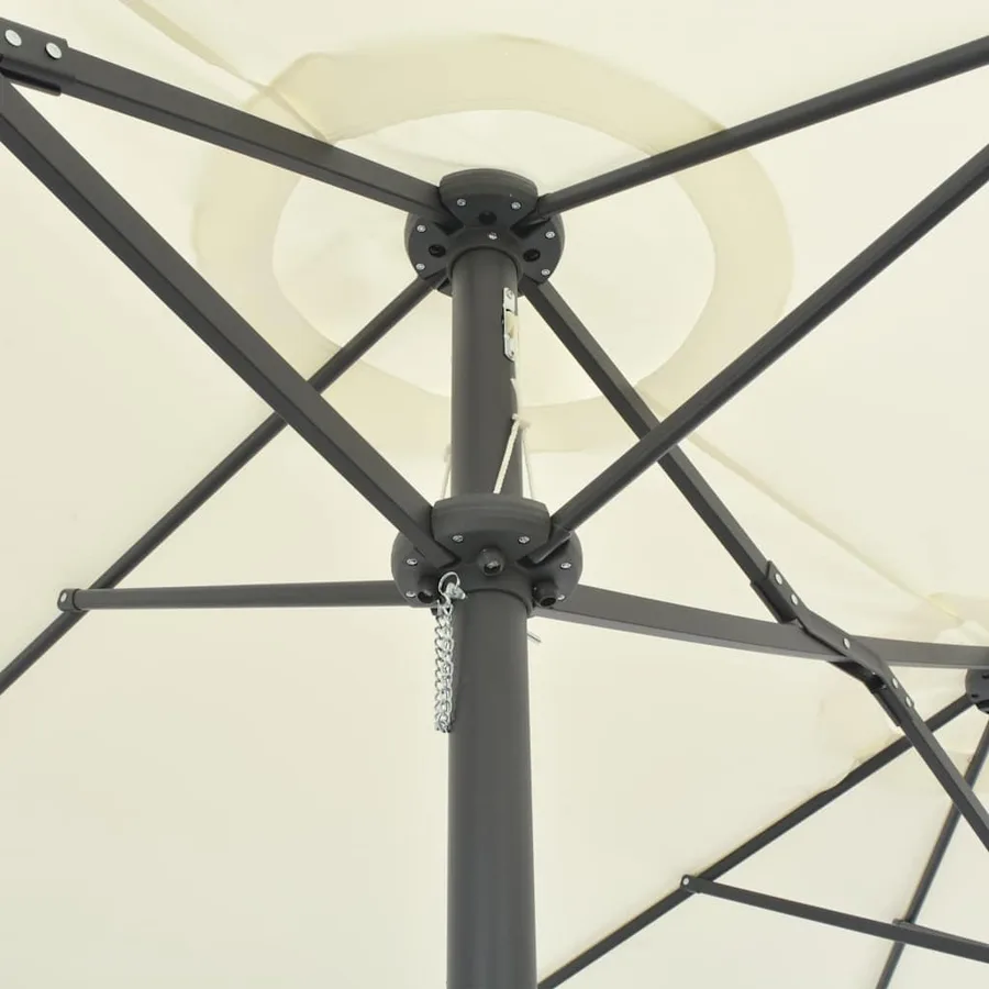 Parasol d'extérieur et poteau en aluminium 460x270 cm sable - 5