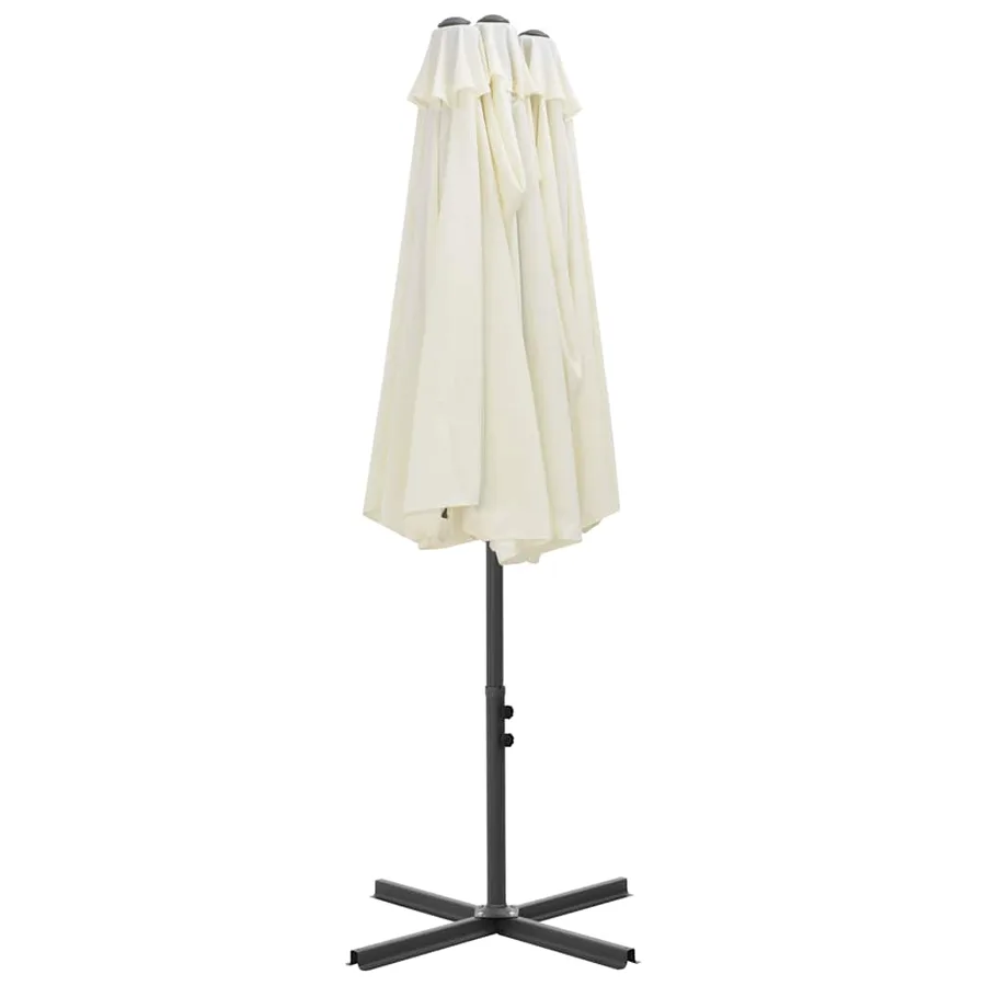 Parasol d'extérieur et poteau en aluminium 460x270 cm sable - 6