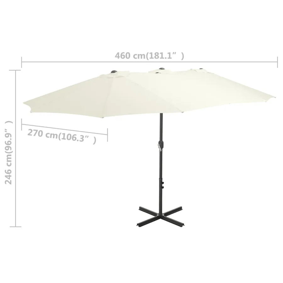 Parasol d'extérieur et poteau en aluminium 460x270 cm sable - 7