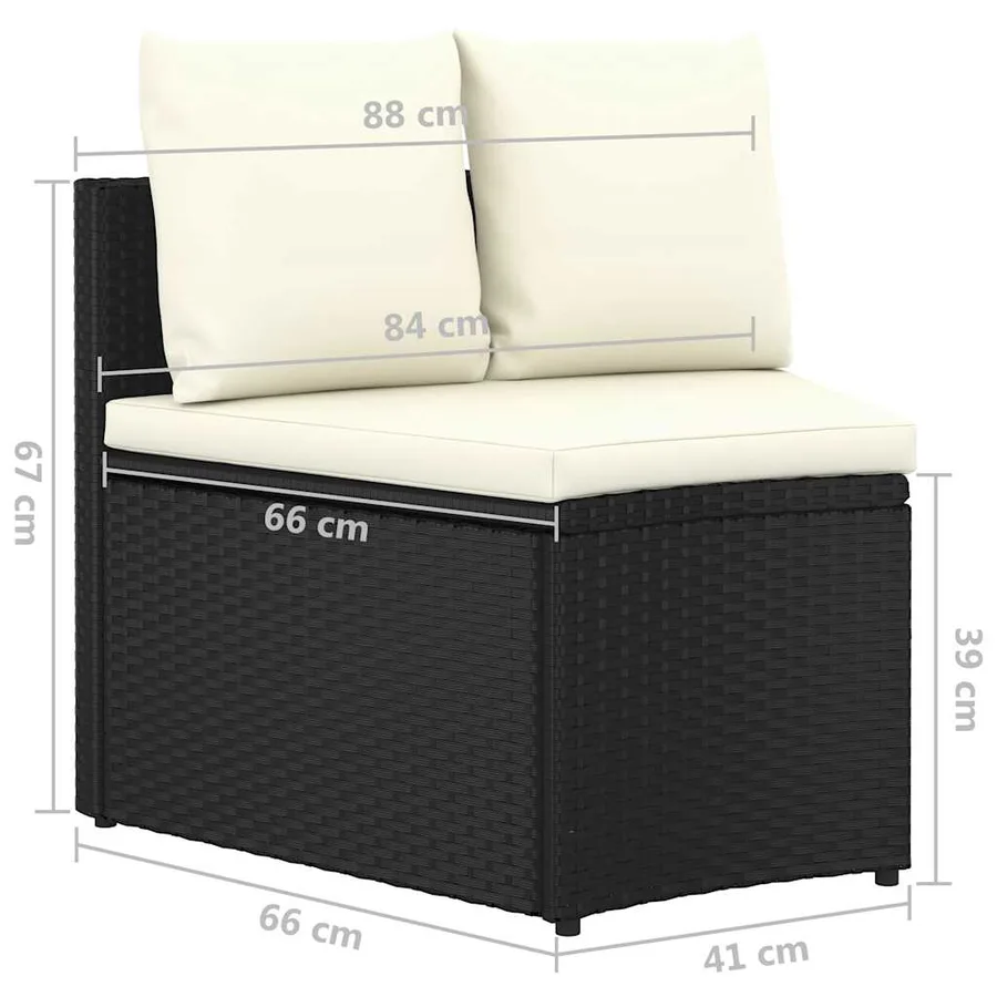 Salon de jardin 4 pcs avec coussins Résine tressée Noir - 10