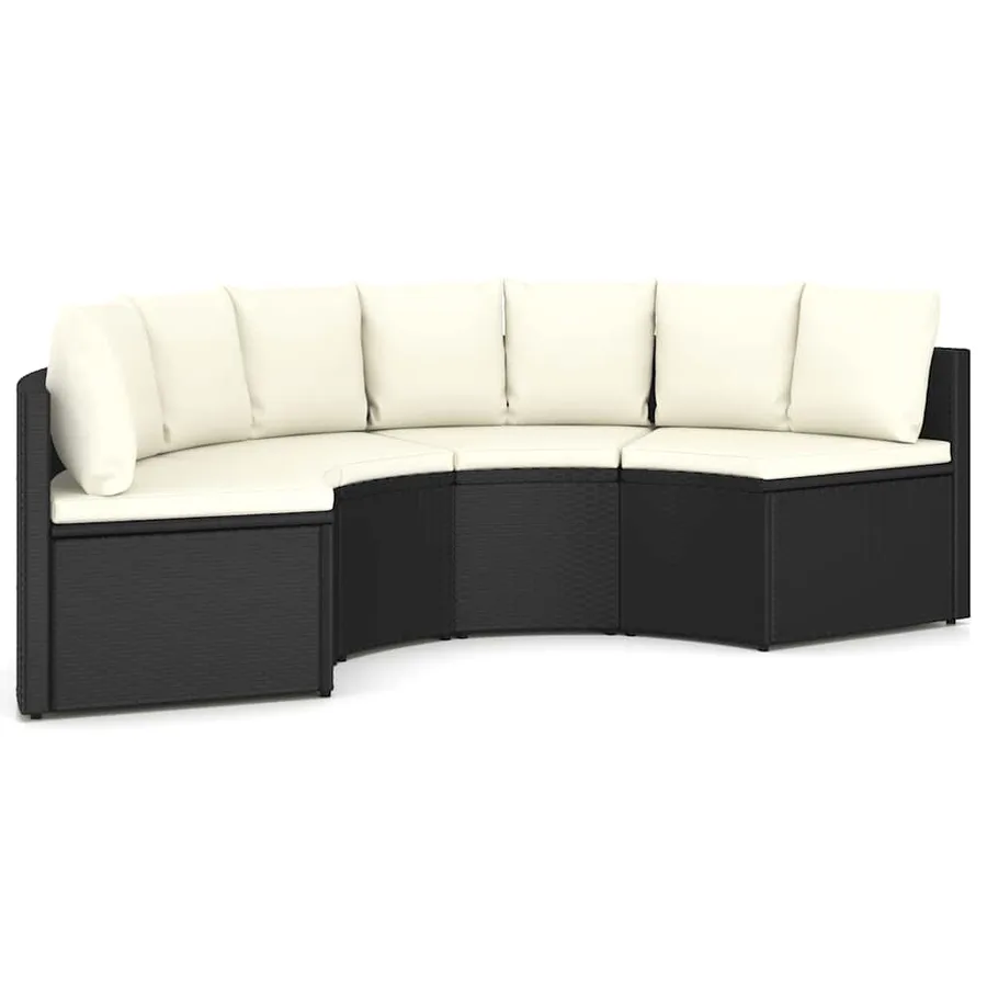 Salon de jardin 4 pcs avec coussins Résine tressée Noir - 2