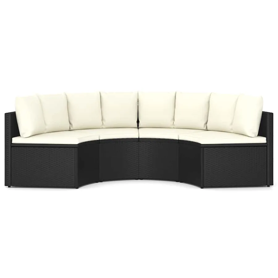 Salon de jardin 4 pcs avec coussins Résine tressée Noir - 3